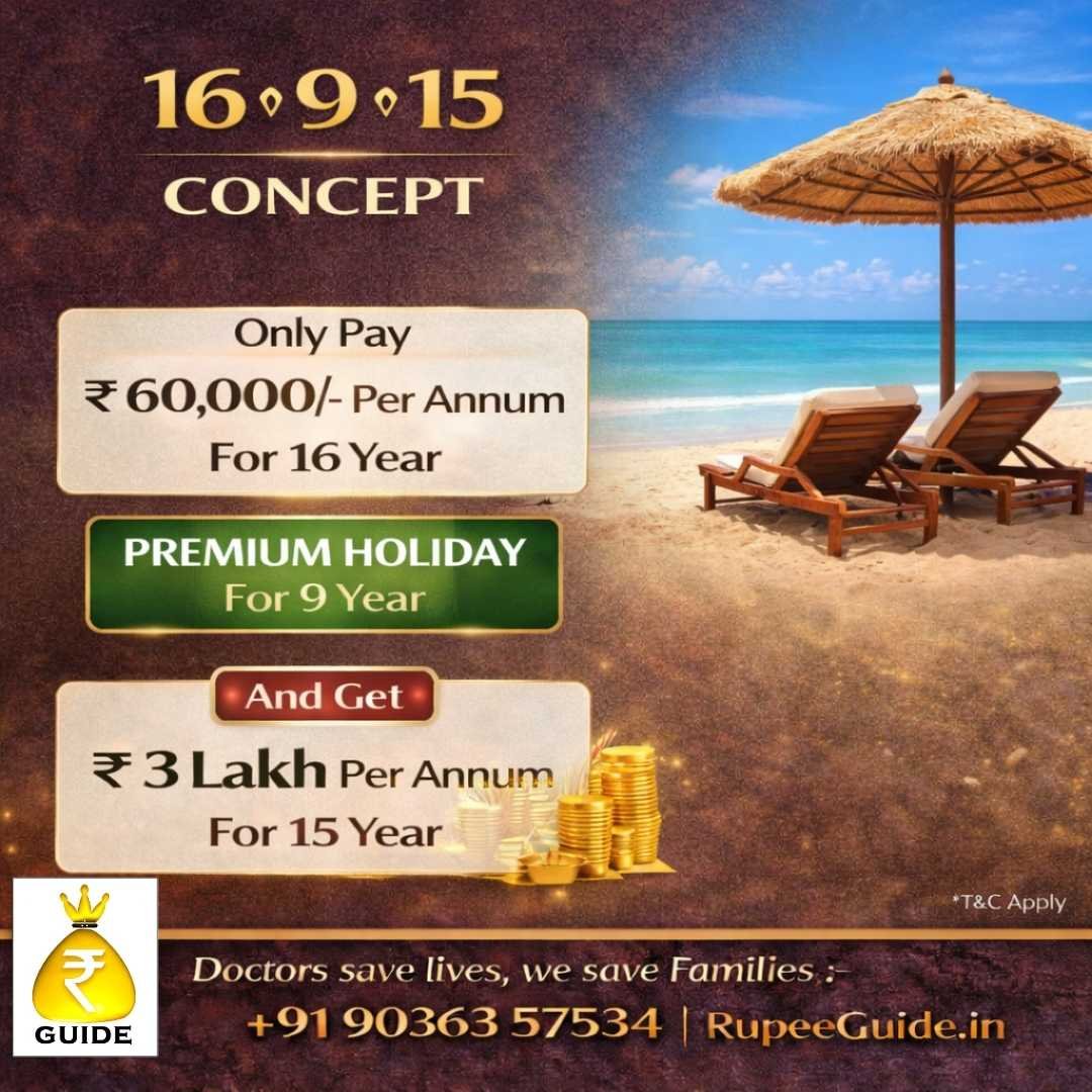 16 9 15 Concept investment plan with premium holiday. Consult the Rupee Guide financial advisor today.