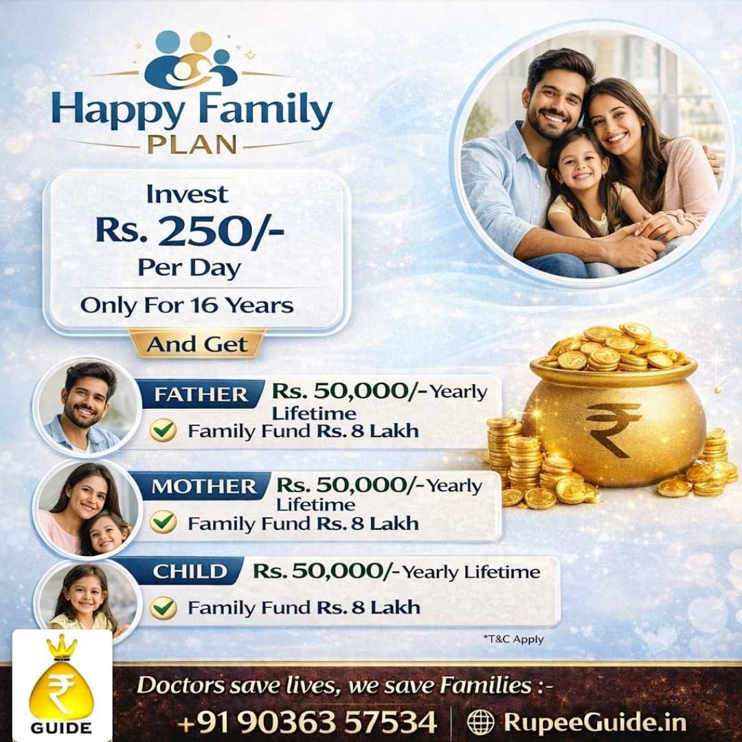 Happy Family plan providing lifetime yearly payouts for father, mother, and child. Consult the family health insurance advisor in bangalore today.
