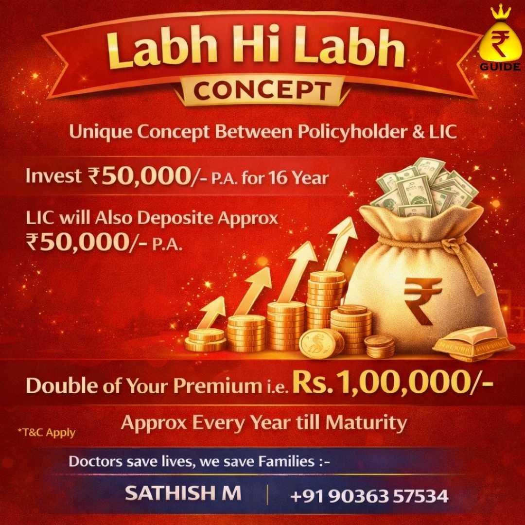 Labh Hi Labh unique LIC concept for double premium returns. Consult the best life insurance advisor bangalore today.