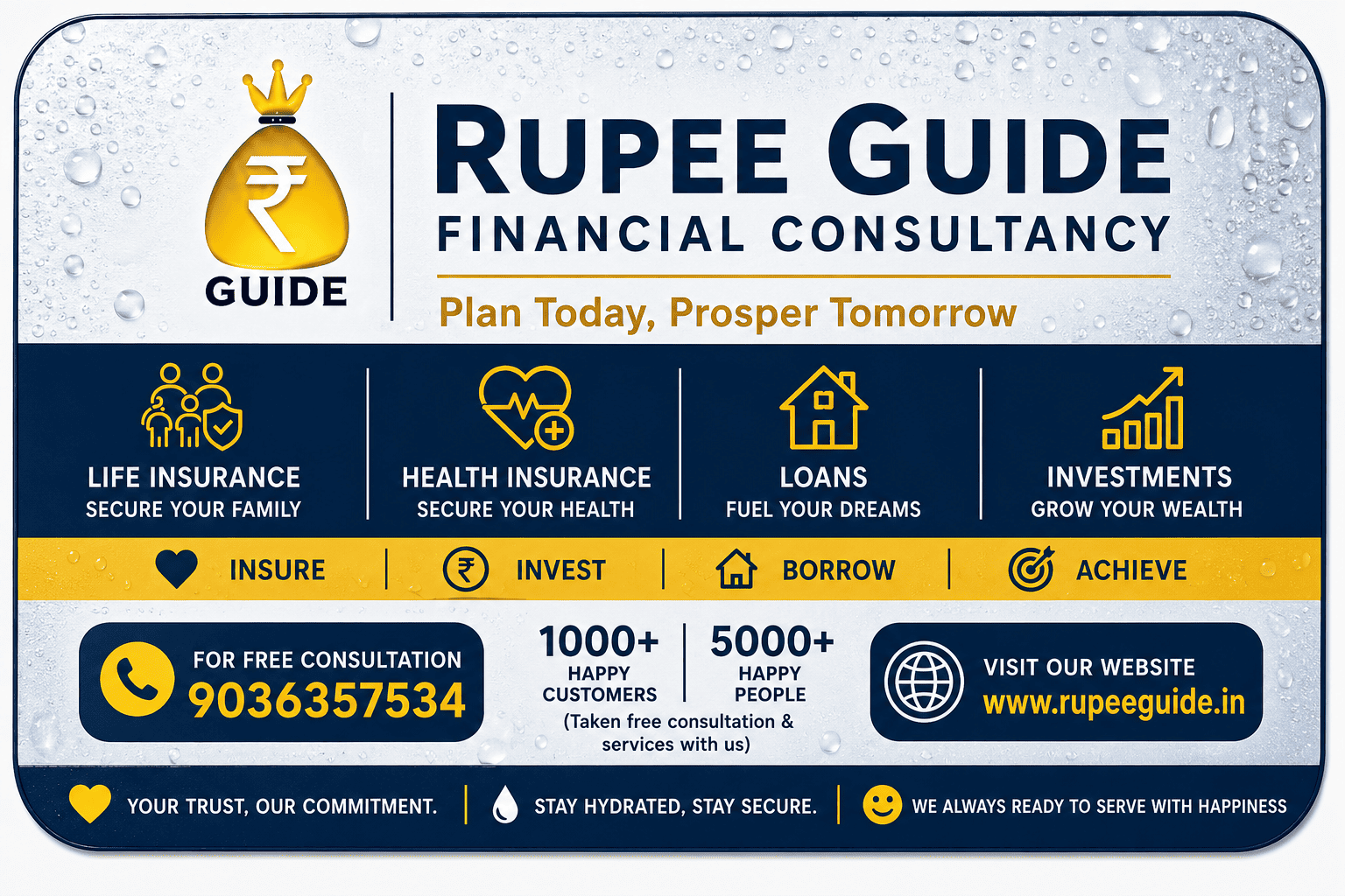 Overview of Rupee Guide financial services including insurance, loans, and investments. Consult the certified financial planner near me today.