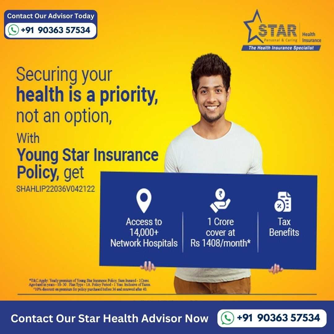 Star Health Young Star insurance policy with 1 Crore cover for health priority. Consult the health insurance advisor in bangalore today.