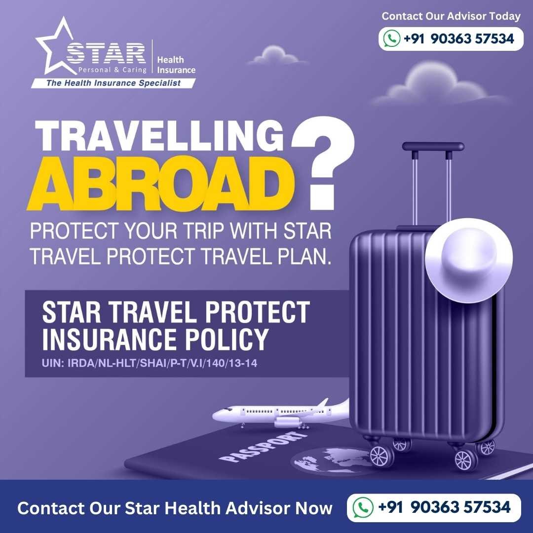 Star Travel Protect insurance policy for travelling abroad (suitcase visual). Consult the best health insurance agent near me today.