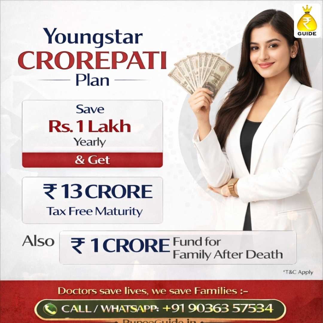 Youngstar Crorepati plan offering 13 Crore tax-free maturity and life cover. Consult the top life insurance agent near me today.