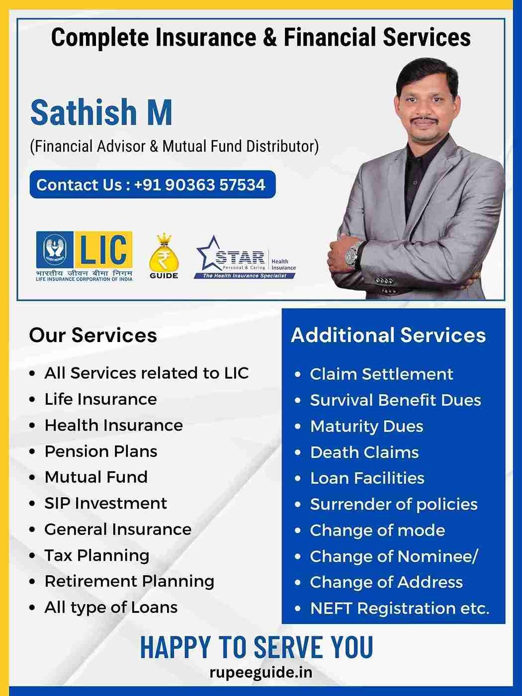Rupee Guide Sathish M Certified AMFI Financial Advisor Banner Bangalore
